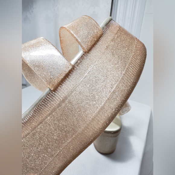 ALDO glitter shimmering platform sandals • beige US 9 - Picture 6 of 7